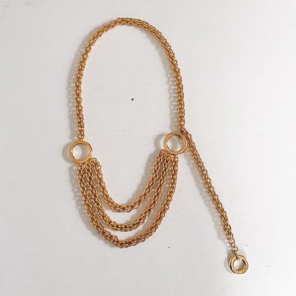 Paloma Picasso Gold Tone 3 Tier Chain Belt Adjustable Tiered main image 9
